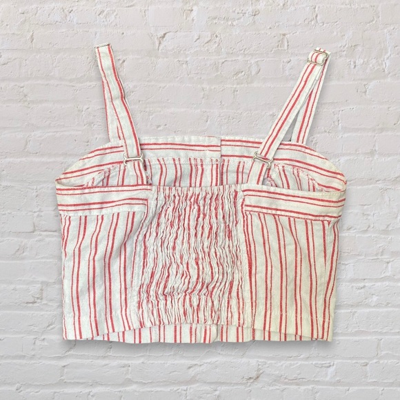 Brandy Melville Astrid Cropped Tank Button Down Red and White Stripes - Picture 2 of 7
